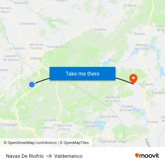 Navas De Riofrío to Valdemanco map
