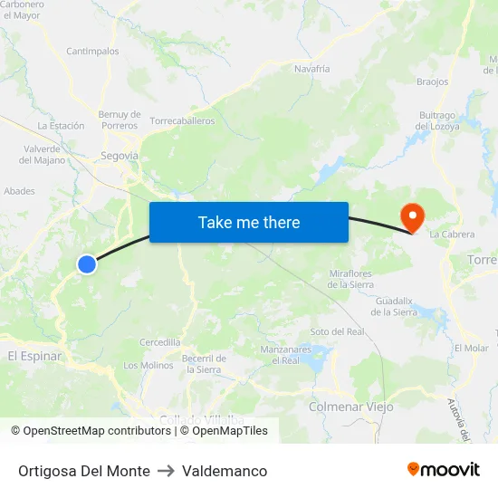 Ortigosa Del Monte to Valdemanco map