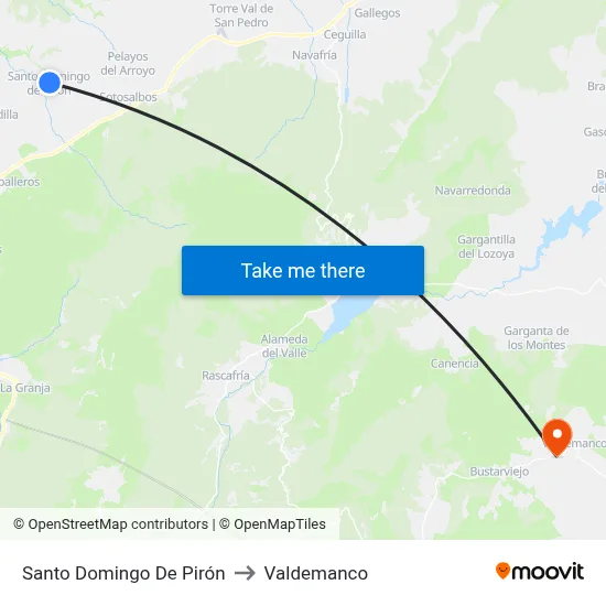 Santo Domingo De Pirón to Valdemanco map