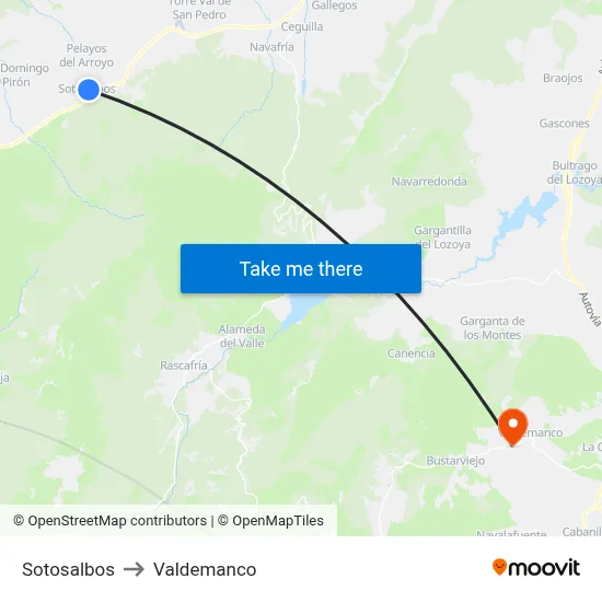 Sotosalbos to Valdemanco map