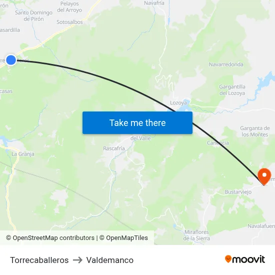 Torrecaballeros to Valdemanco map