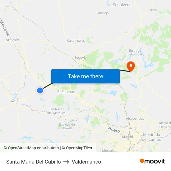 Santa María Del Cubillo to Valdemanco map