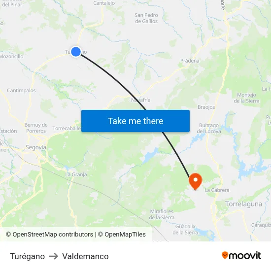 Turégano to Valdemanco map