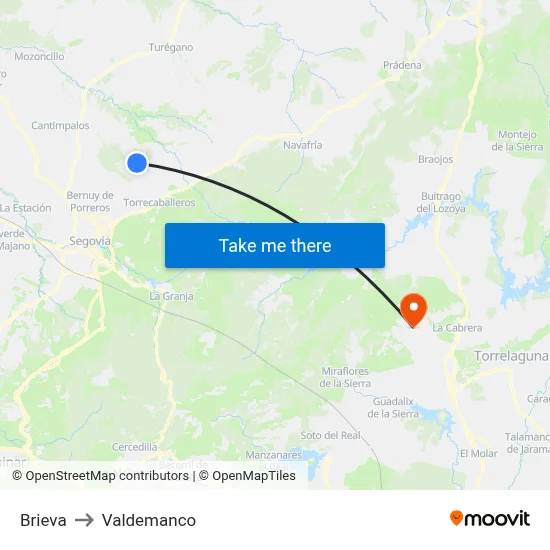 Brieva to Valdemanco map