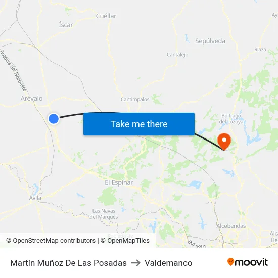 Martín Muñoz De Las Posadas to Valdemanco map