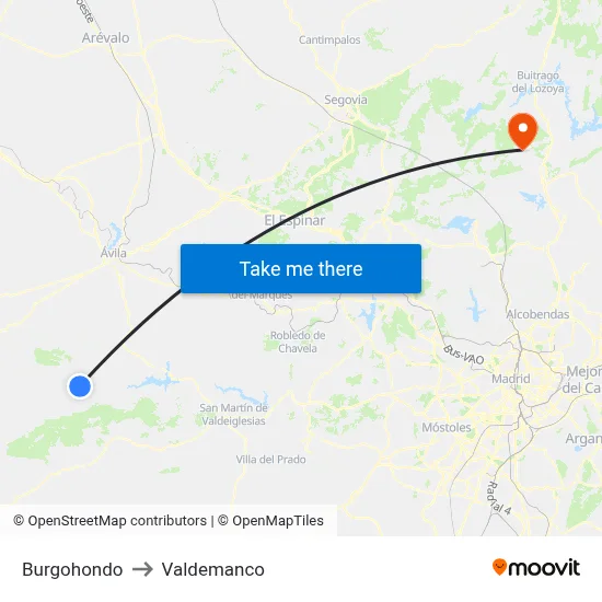 Burgohondo to Valdemanco map