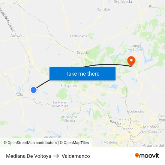Mediana De Voltoya to Valdemanco map