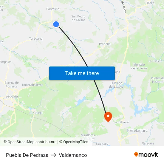 Puebla De Pedraza to Valdemanco map