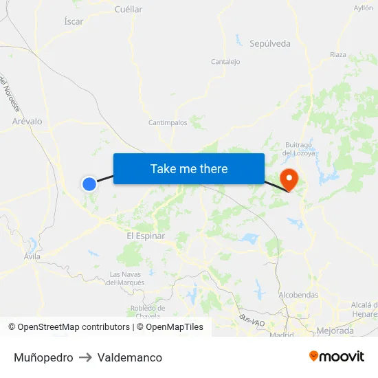 Muñopedro to Valdemanco map