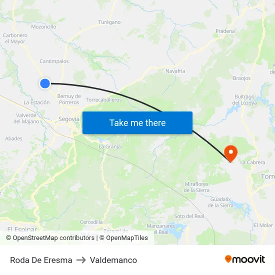Roda De Eresma to Valdemanco map