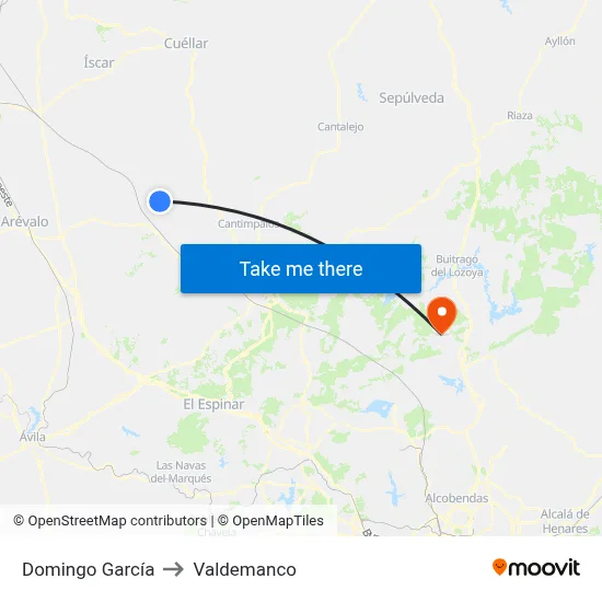 Domingo García to Valdemanco map