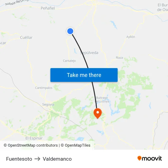 Fuentesoto to Valdemanco map