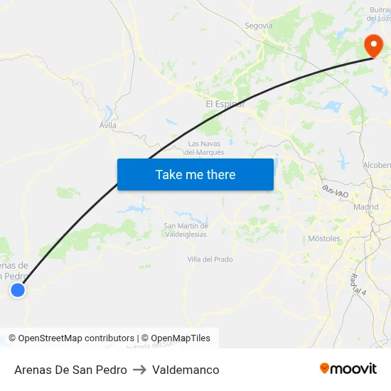 Arenas De San Pedro to Valdemanco map