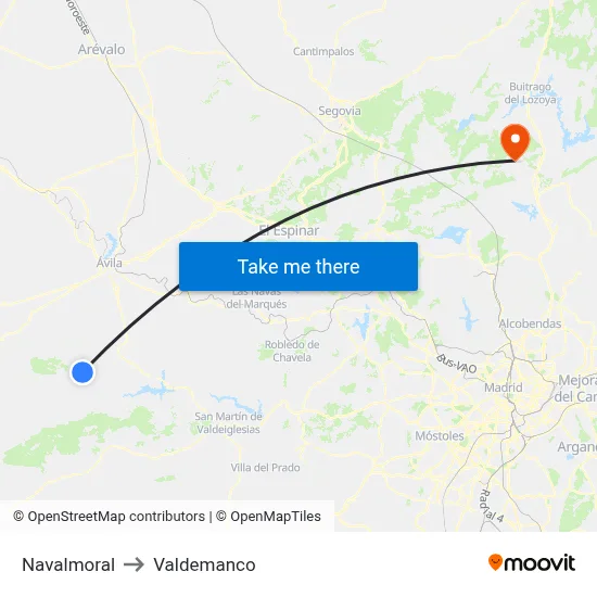 Navalmoral to Valdemanco map