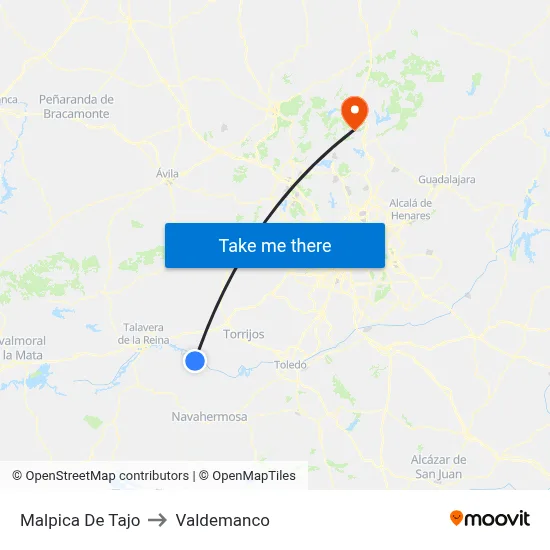 Malpica De Tajo to Valdemanco map
