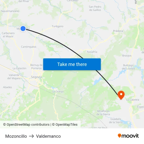 Mozoncillo to Valdemanco map