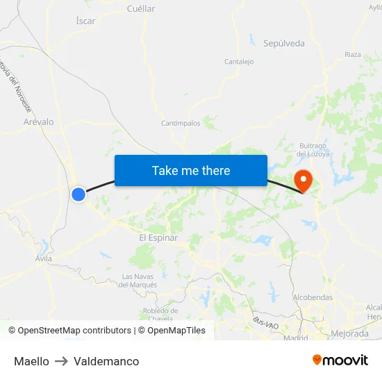 Maello to Valdemanco map