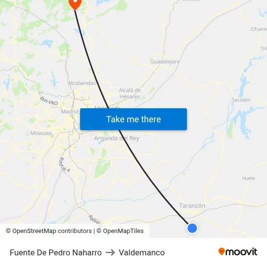Fuente De Pedro Naharro to Valdemanco map