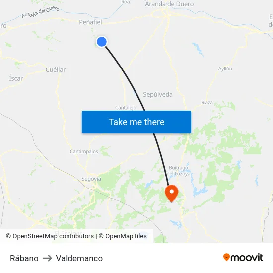 Rábano to Valdemanco map