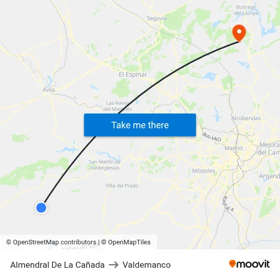 Almendral De La Cañada to Valdemanco map