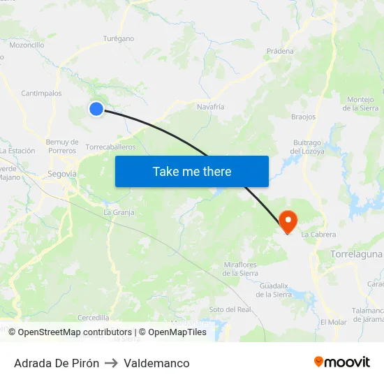 Adrada De Pirón to Valdemanco map