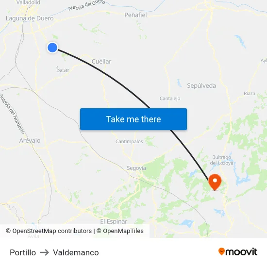 Portillo to Valdemanco map