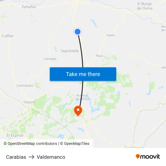 Carabias to Valdemanco map