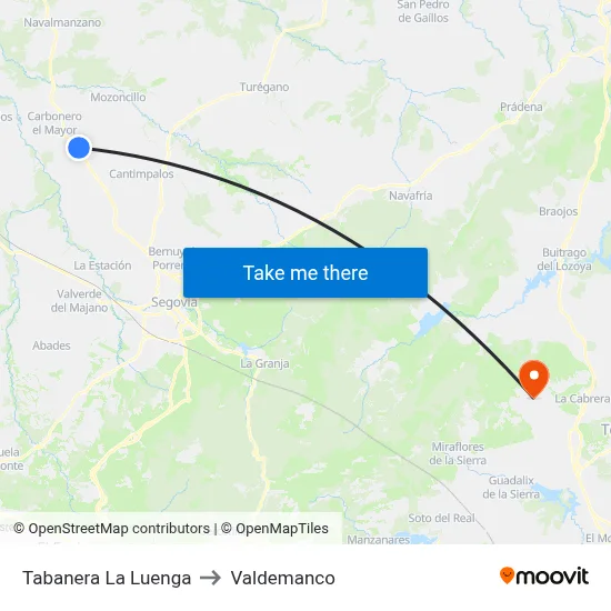 Tabanera La Luenga to Valdemanco map