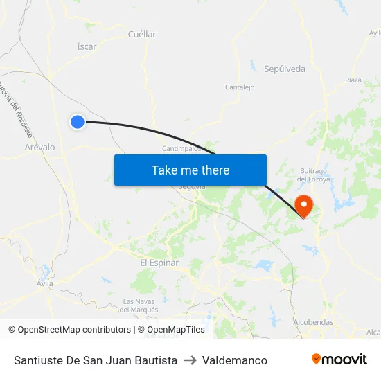 Santiuste De San Juan Bautista to Valdemanco map
