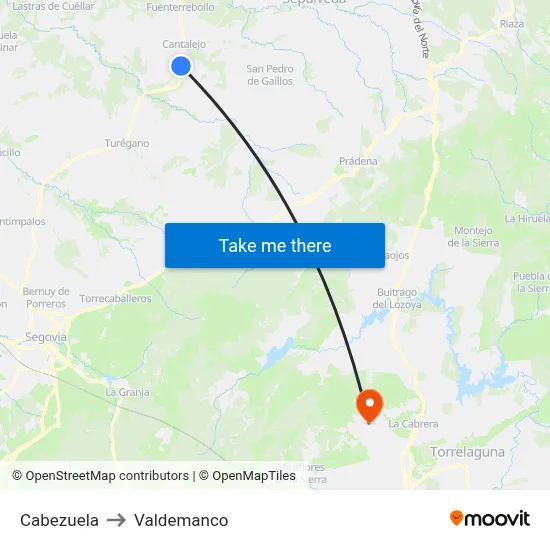 Cabezuela to Valdemanco map