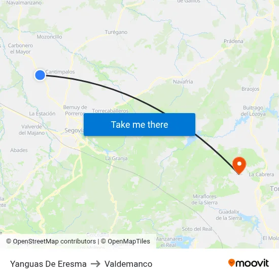Yanguas De Eresma to Valdemanco map
