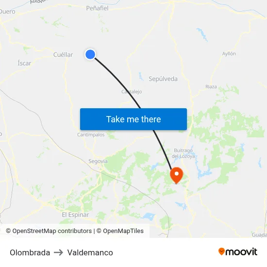 Olombrada to Valdemanco map