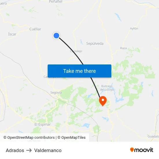 Adrados to Valdemanco map