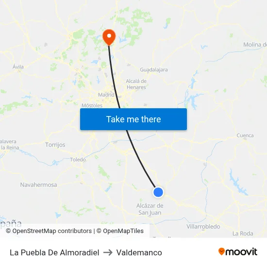 La Puebla De Almoradiel to Valdemanco map