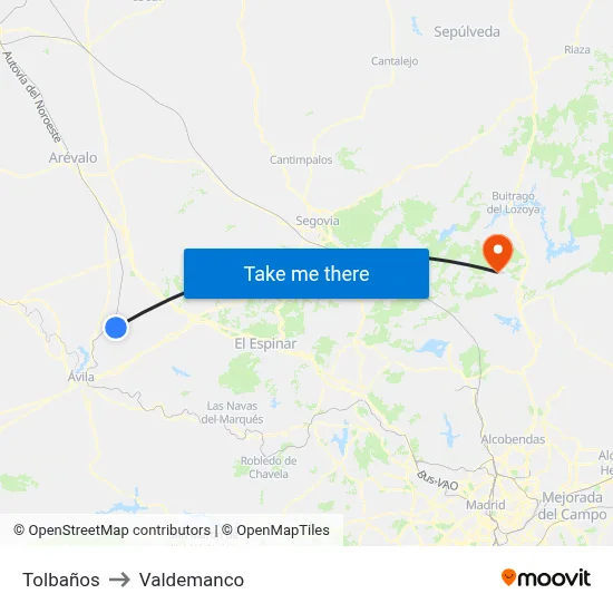 Tolbaños to Valdemanco map