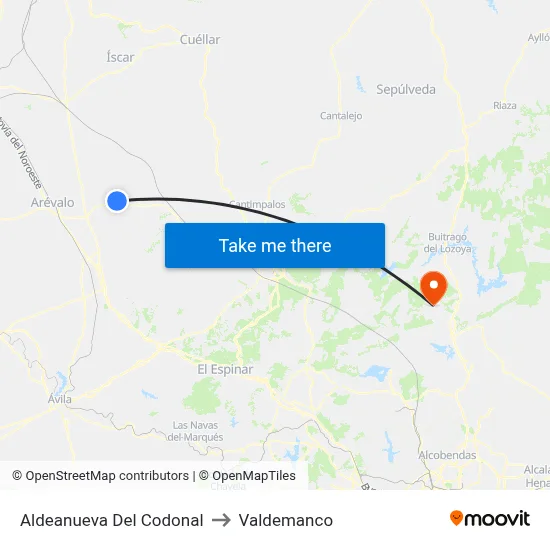 Aldeanueva Del Codonal to Valdemanco map
