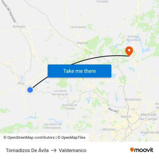 Tornadizos De Ávila to Valdemanco map
