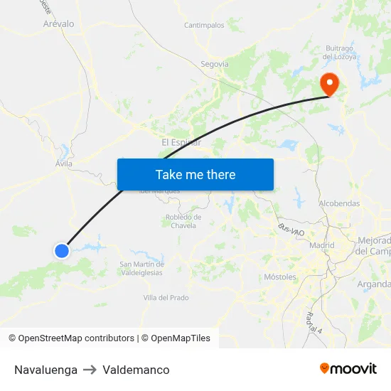 Navaluenga to Valdemanco map