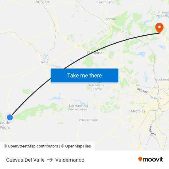 Cuevas Del Valle to Valdemanco map