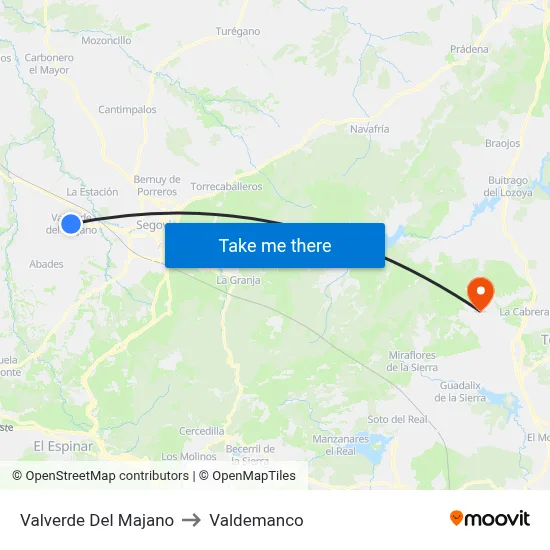 Valverde Del Majano to Valdemanco map