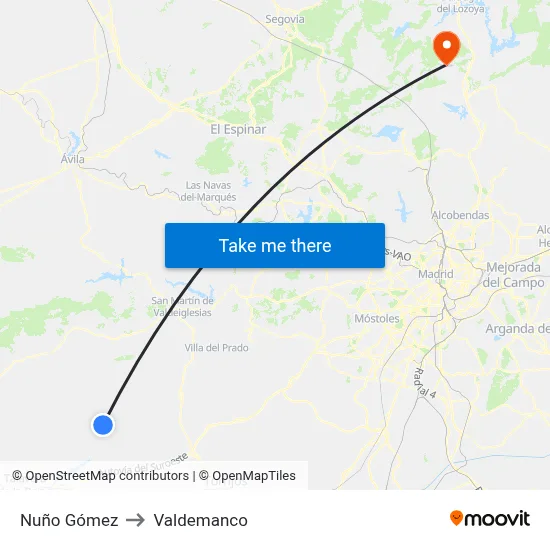 Nuño Gómez to Valdemanco map