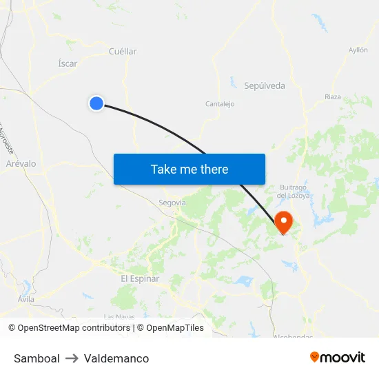 Samboal to Valdemanco map