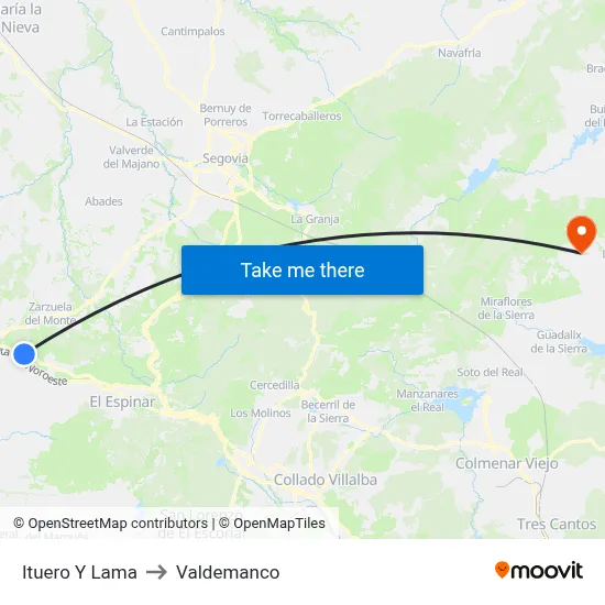 Ituero Y Lama to Valdemanco map