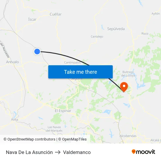 Nava De La Asunción to Valdemanco map