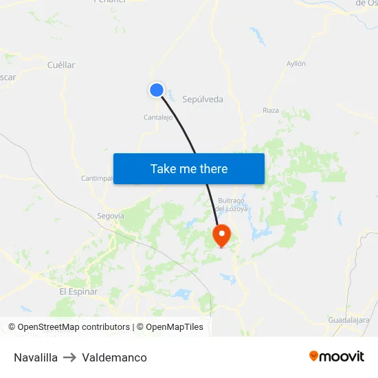 Navalilla to Valdemanco map