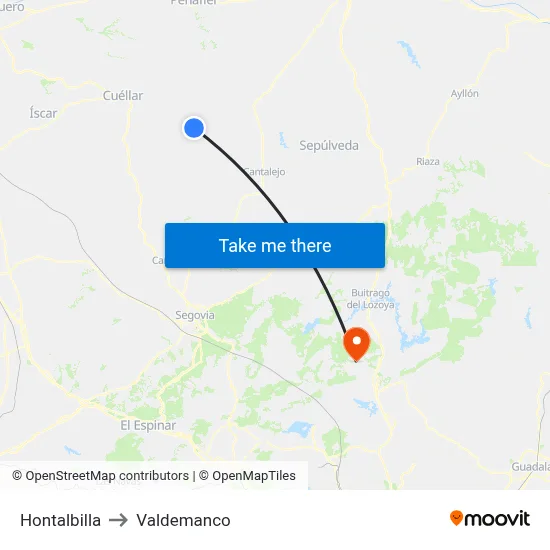 Hontalbilla to Valdemanco map