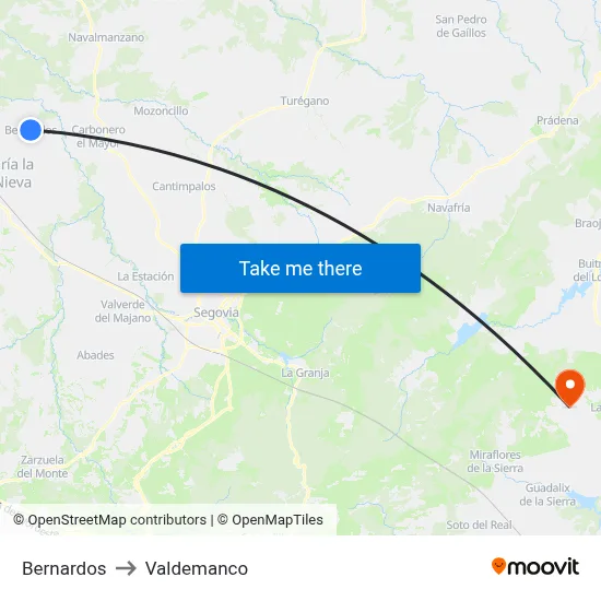 Bernardos to Valdemanco map