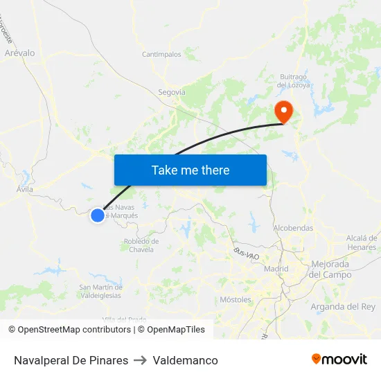 Navalperal De Pinares to Valdemanco map