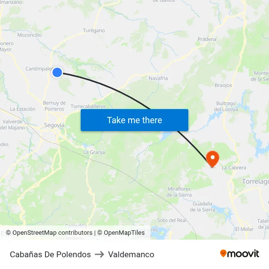 Cabañas De Polendos to Valdemanco map
