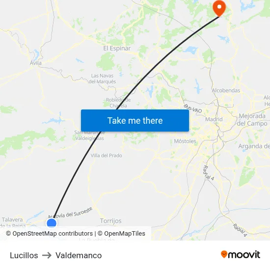 Lucillos to Valdemanco map